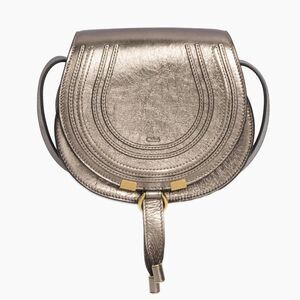 Chloe Marcie Mini Saddle Crossbody Bag in Metallic Leather NWT